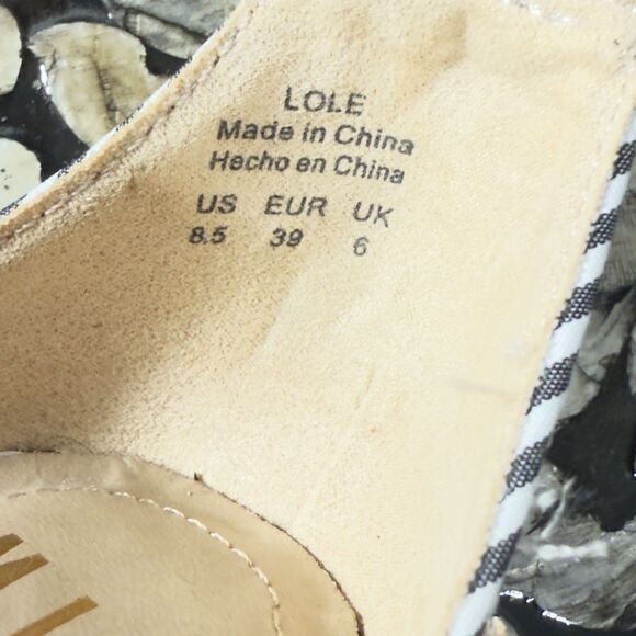 Mix No. 6 Lole Black Blue and White Stripe Heels w Flower Rhinestone Sandals 8.5 - Picture 9 of 10